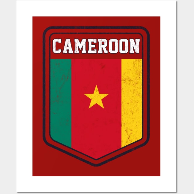 Cameroon // Vintage Look Flag Design Wall Art by DankFutura